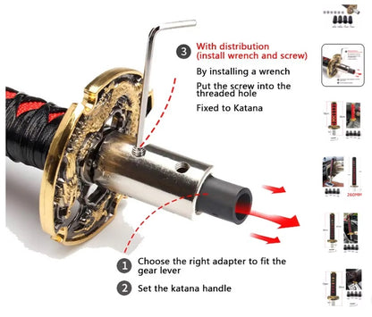 katna Desgin car Gear knob (Katana red 28 CM) (Specially for SUV)