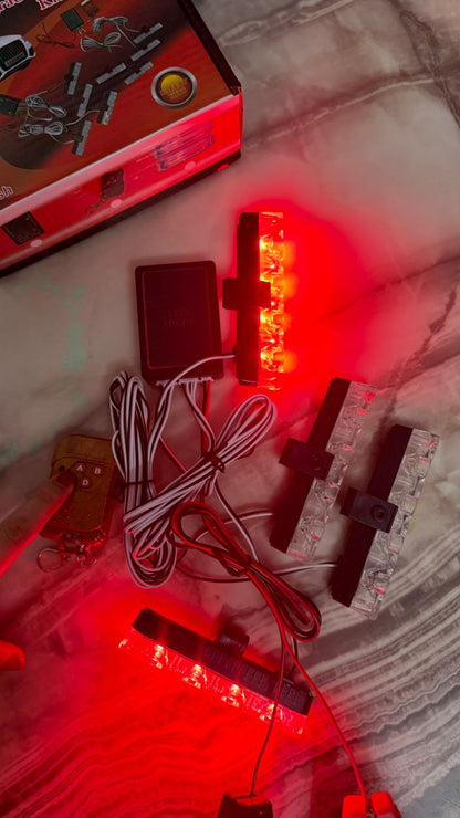 Caroxygen 4X4 Car Grill Red , Blue & Red LED DRL Police Flasher Warning Light for Cars with Controller & Flashing Mode