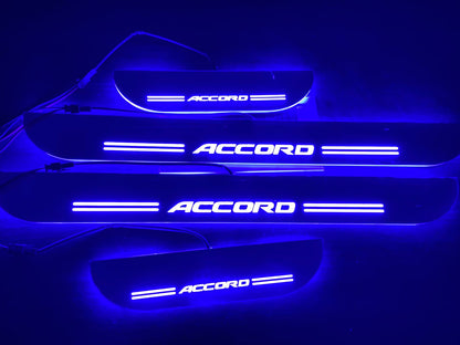 Car Door Foot Step Led Sill Plate With Mirror Finish for compatible (Set of 4PCS, Blue) Door Sill Plate Door Sill Plate