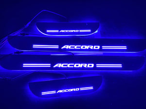 Car Door Foot Step Led Sill Plate With Mirror Finish for compatible (Set of 4PCS, Blue) Door Sill Plate Door Sill Plate