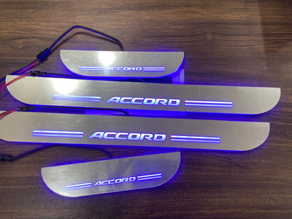 Car Door Foot Step Led Sill Plate With Mirror Finish for compatible (Set of 4PCS, Blue) Door Sill Plate Door Sill Plate