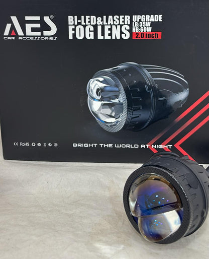 AES 2-Inch Bi-LED & Laser Upgrade Fog Lens – 35W Low Beam / 60W High Beam, -(1 Year Warranty)