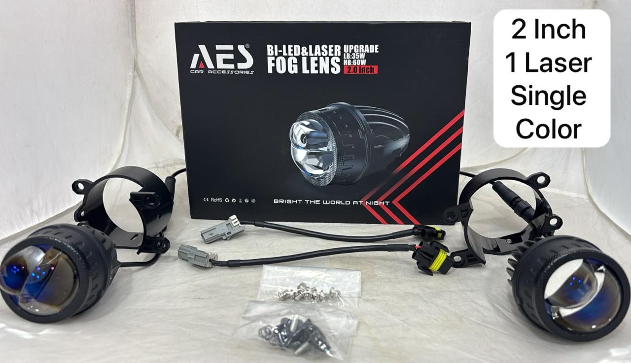 AES 2-Inch Bi-LED & Laser Upgrade Fog Lens – 35W Low Beam / 60W High Beam, -(1 Year Warranty)