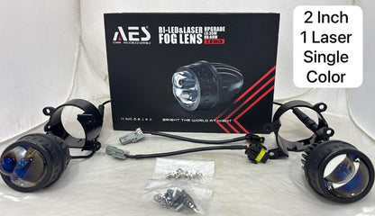 AES 2-Inch Bi-LED & Laser Upgrade Fog Lens – 35W Low Beam / 60W High Beam, -(1 Year Warranty)