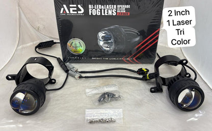 AES 2-Inch Bi-LED & Laser Upgrade Fog Lens – 35W Low Beam / 60W High Beam, -(1 Year Warranty)