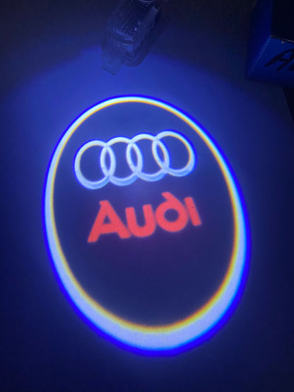 2Pcs LED Car Door Light HD Projector Welcome Lamp Puddle Lights Ghost Shadow Lights Compatible with Audi Series Model Accessories