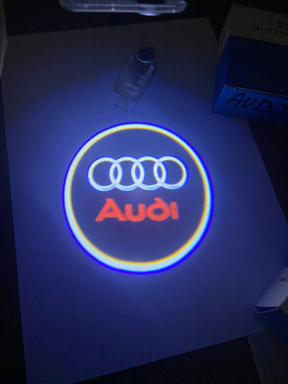 2Pcs LED Car Door Light HD Projector Welcome Lamp Puddle Lights Ghost Shadow Lights Compatible with Audi Series Model Accessories