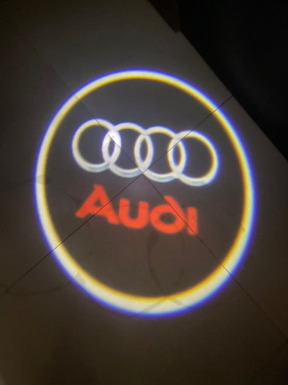 2Pcs LED Car Door Light HD Projector Welcome Lamp Puddle Lights Ghost Shadow Lights Compatible with Audi Series Model Accessories