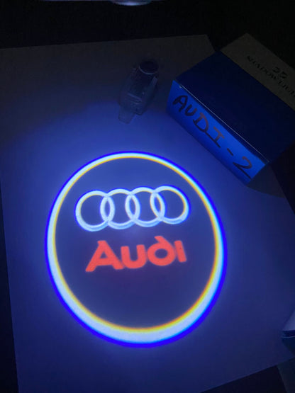 2Pcs LED Car Door Light HD Projector Welcome Lamp Puddle Lights Ghost Shadow Lights Compatible with Audi Series Model Accessories