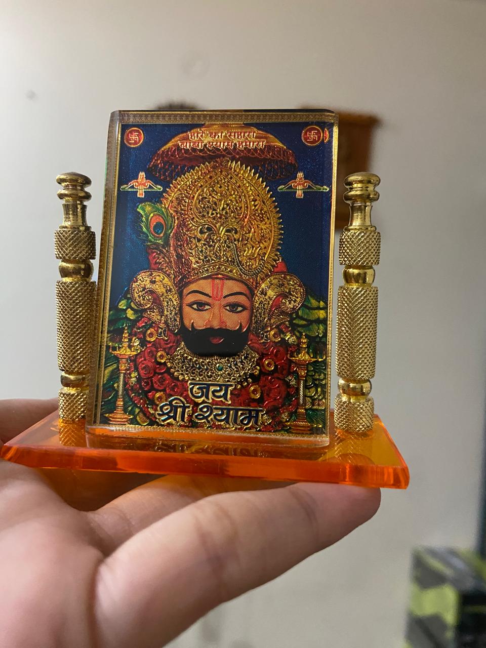 Khatu Shyam Idol for Car Dashboard (Standard, Multicolor, 8 cm x 7 cm x 3 cm)