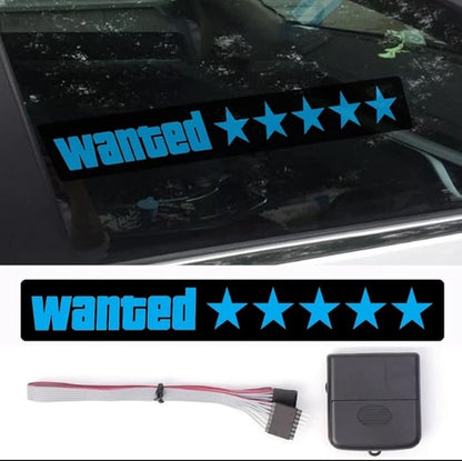Wanted 5 Star LED Car Sticker Light Window Windshield Door Sticker LED Sigh Light Panel