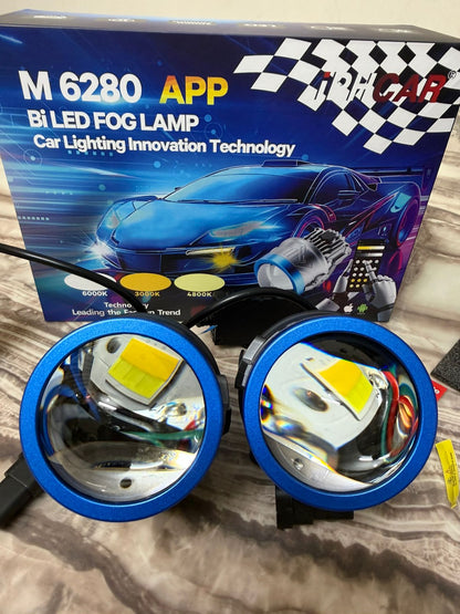 CarOxygen IPH M6280 APP Bi-LED Fog Lamp Projector - Fits All 3 Inch Fog Lamp Housing, 3 Color Modes, IP67 Waterproof
