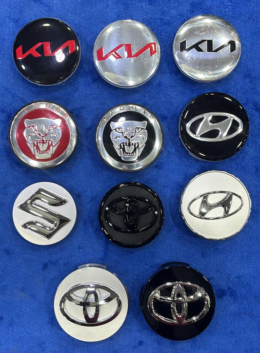Car Wheel Center Hub Cap 60mm | Premium Chrome Logo Alloy Wheel Cover | Compatible with KIA Hyundai Toyota Suzuki Jaguar