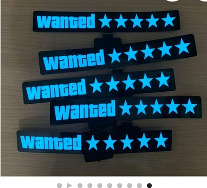 Wanted 5 Star LED Car Sticker Light Window Windshield Door Sticker LED Sigh Light Panel