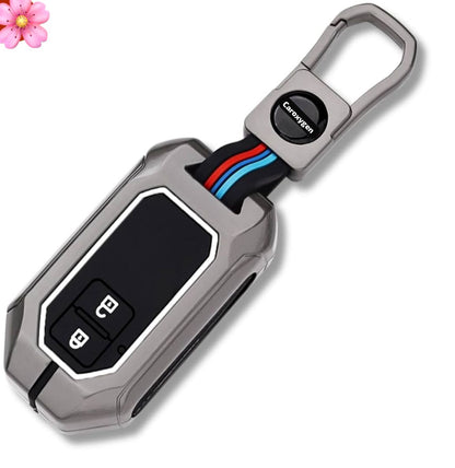 Metal Keycover for Suzuki Swift, Dzire, Ertiga, Grand Vitara, Celerio, Brezza, Fronx, Jimny, Ignis, Urban Cruiser, Rumion, Hyryder, E-Vitara 2 Button Smart Key with Keychain (Type M1).