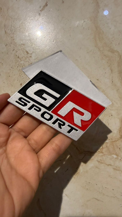Chrome Plated 3D Car Logo Sticker GR SPORT  | Emblem Decals for Car Accessories. Compatible with Toyota. (Pack of 1)
