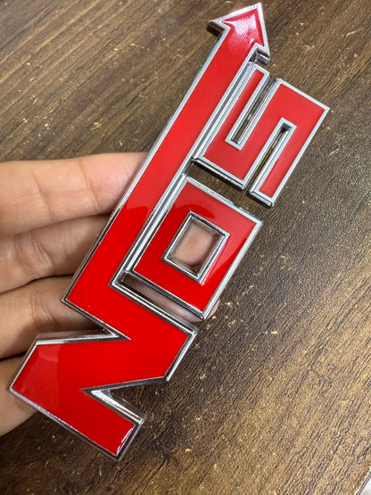 NOS Metal Logo Emblem Self Adhesive Sticker for All Kinds of Cars and Bikes (NOS-RED, BLACK ))