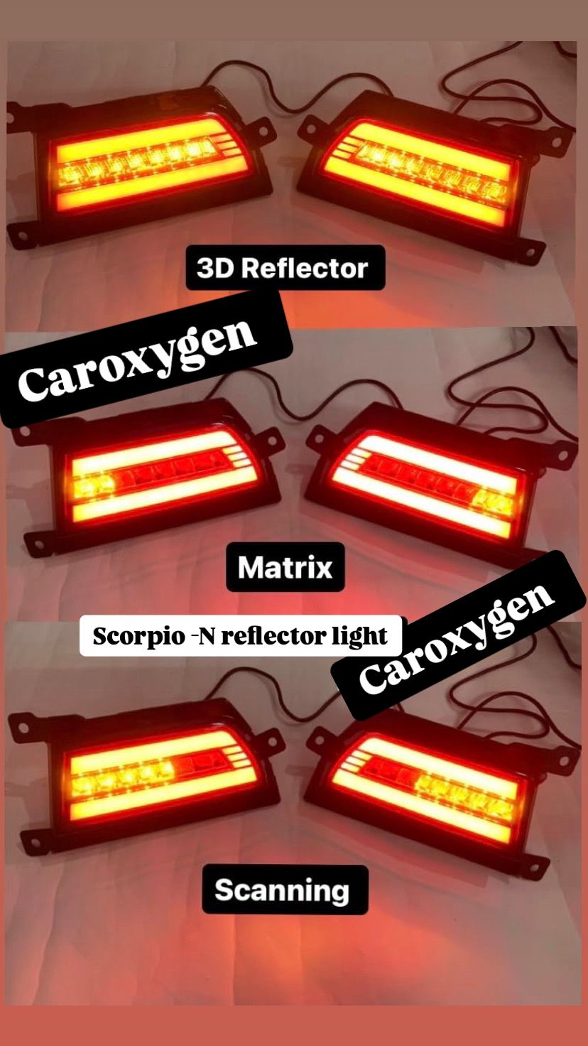 Rear Reflector Led Brake Light With Indicator Matrix +Scaning/3D Bumber Drl Back Compatible Scorpio N 2022 Onwards 1-Set (Four Function, Car)