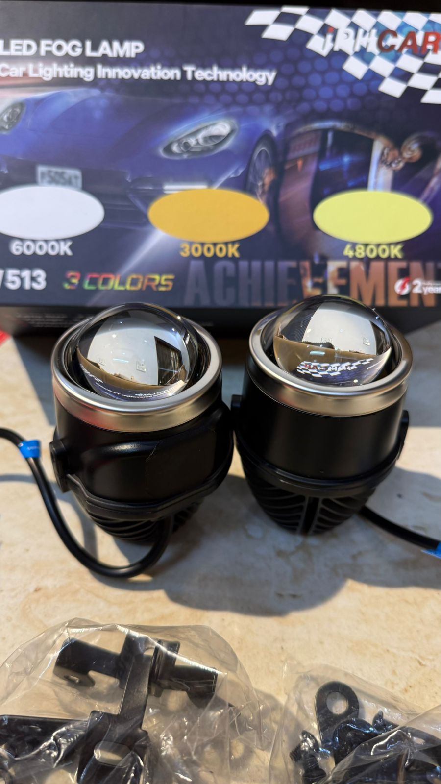 IPH M-513 LED Fog Lamp for Car | 3 Color Modes 3000K Yellow / 4800K Warm White / 6000K White | High Brightness Fog Light | Universal Fit (Set of 2)