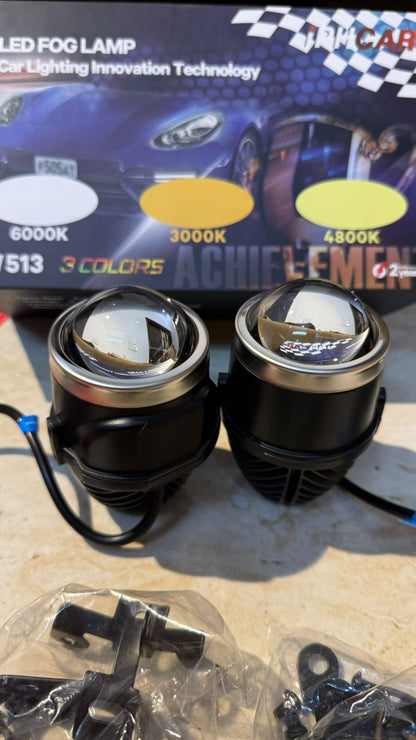 IPH M-513 LED Fog Lamp for Car | 3 Color Modes 3000K Yellow / 4800K Warm White / 6000K White | High Brightness Fog Light | Universal Fit (Set of 2)