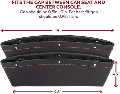 Car Console Side Storage Organizer Universal Slim Seat Gap Filler Leather PU Pockets Card Mobile Holder Storage Box (pack of 2 pcs)