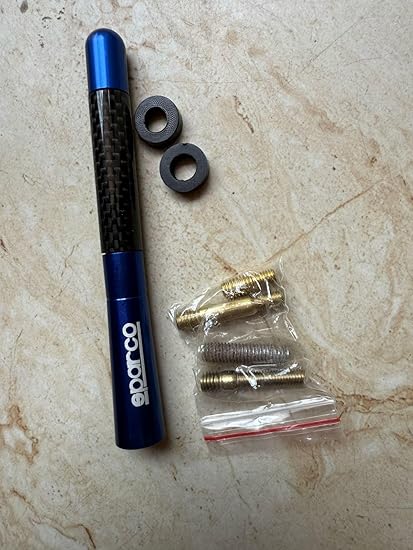Car Antenna Carbon Fiber AM/FM Radio Antenna Screw-in Stubby Aerial Replacement Universal Screws Base Compatible with Most Cars (sparco)