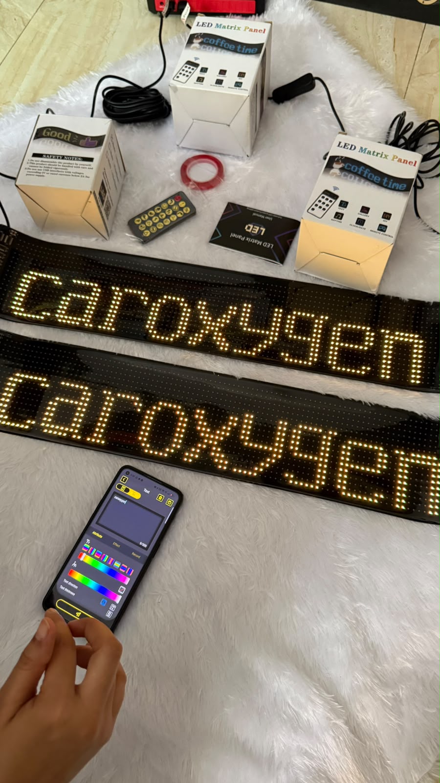 Caroxygen RGB LED Matrix Display Panel for Car Windshield | Bluetooth APP Control | Programmable Scrolling Text, Emojis & Animations