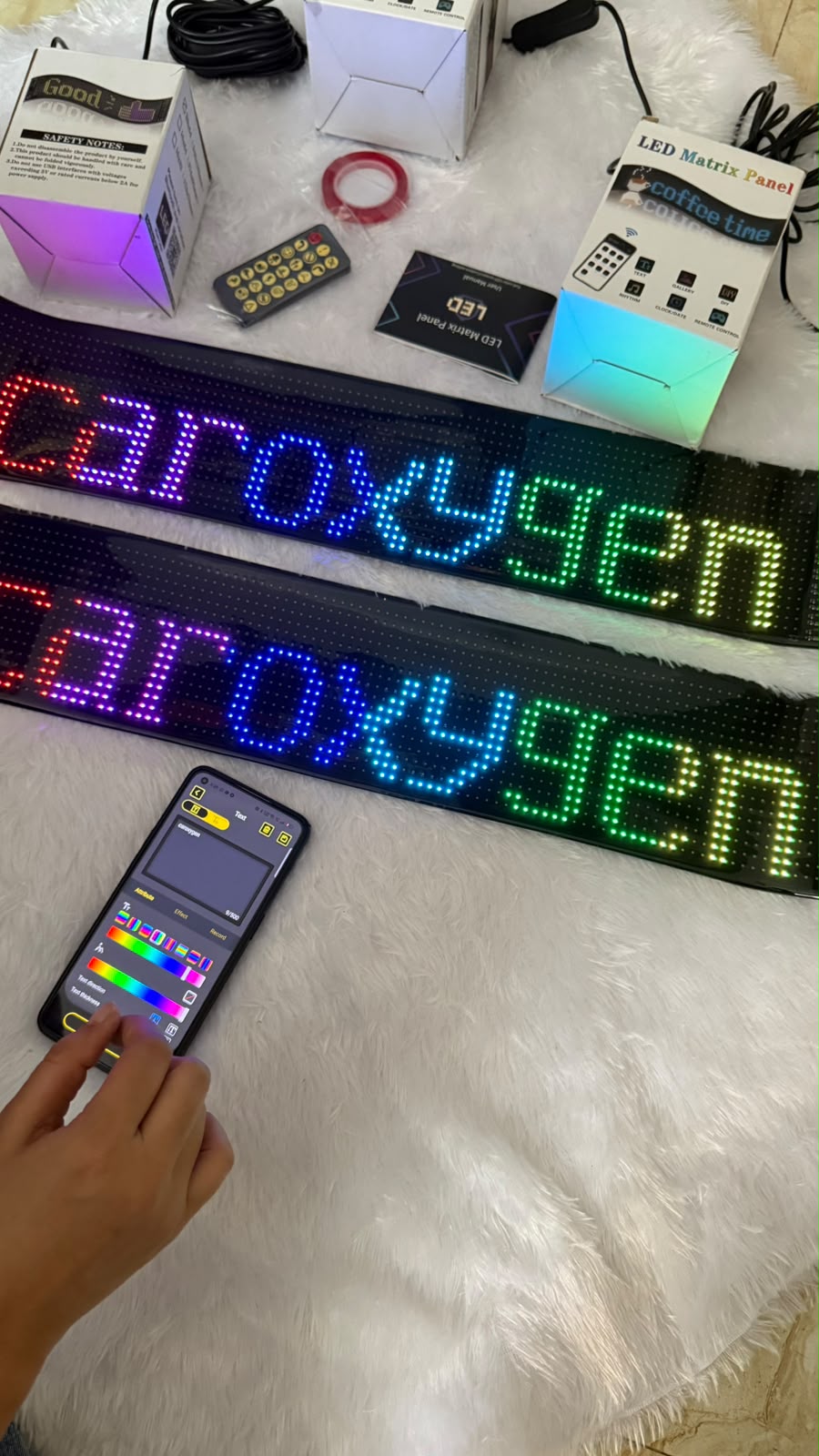 Caroxygen RGB LED Matrix Display Panel for Car Windshield | Bluetooth APP Control | Programmable Scrolling Text, Emojis & Animations