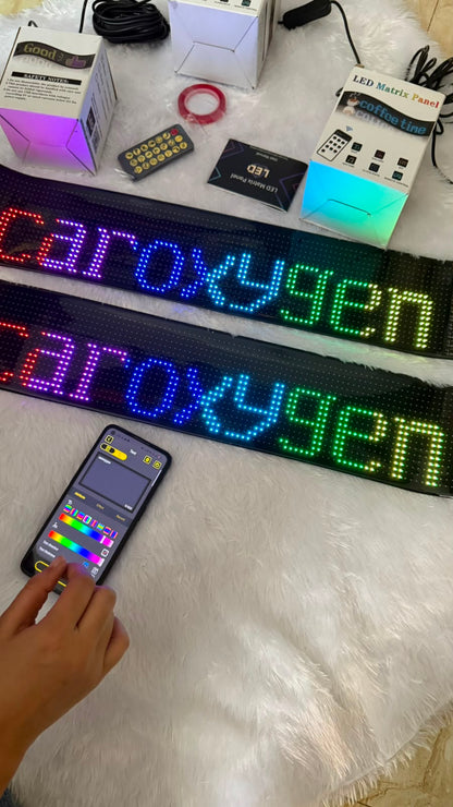 Caroxygen RGB LED Matrix Display Panel for Car Windshield | Bluetooth APP Control | Programmable Scrolling Text, Emojis & Animations