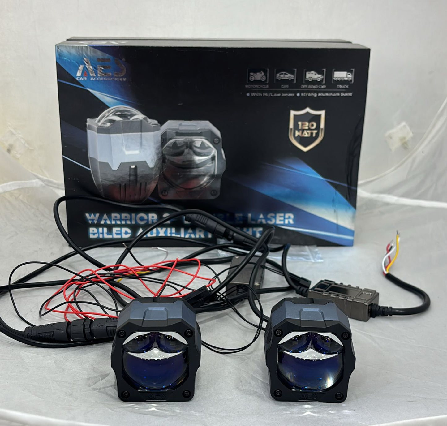 Aes Warrior 2" Double Laser Bi-LED Auxiliary Light- 120 watt - 1 Year Waranty