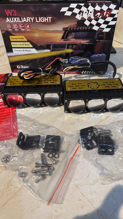 IPH W3 Auxiliary Light Tri-Lens Bi-Beam LED Car Light | 55W Low Beam / 85W High Beam | 6000K White Light | IP67 Waterproof