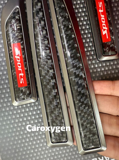 1Pair Car Side Fender Sticker Chrome + Carbon Fiber 3D Stickers Car Front Side Fender Vent Decal Stickers Bumper Trim Molding Car Decoration Exterior Accessories