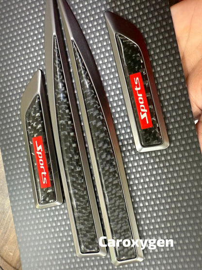 1Pair Car Side Fender Sticker Chrome + Carbon Fiber 3D Stickers Car Front Side Fender Vent Decal Stickers Bumper Trim Molding Car Decoration Exterior Accessories