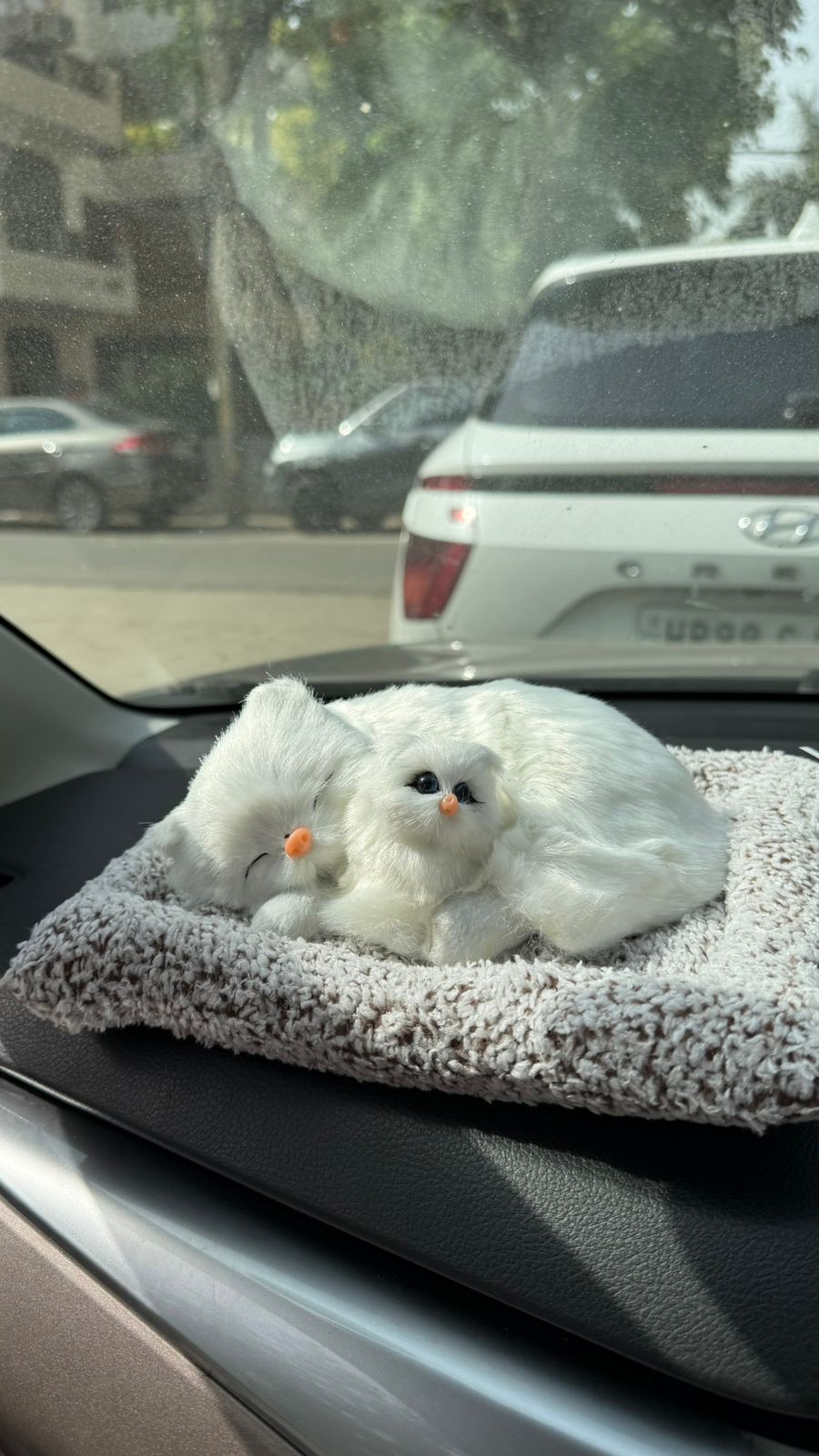 CarOxygen Sleeping Cat Plush Toy Car Interior Dashboard Decorative/Soft Accessories Figurines Showpiece for Car Dashboard