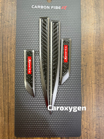 1Pair Car Side Fender Sticker Chrome + Carbon Fiber 3D Stickers Car Front Side Fender Vent Decal Stickers Bumper Trim Molding Car Decoration Exterior Accessories