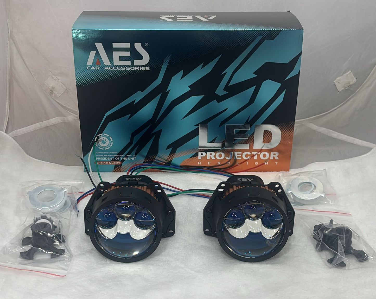 AES LED Projector Headlight Bi LED Lans fog lamp universal fit for car motorcycle - 3inch