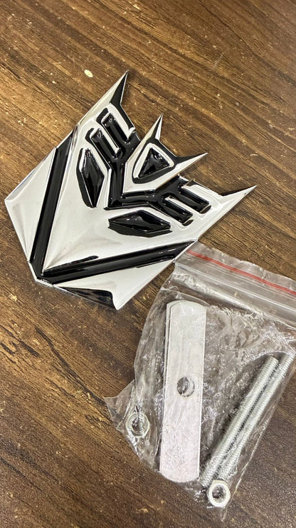 3D Metal Transformer Style Car Front Grille Emblem Badge – Universal Chrome Black Auto Logo Decoration for Cars & Bikes