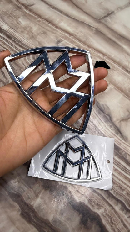 Luxury Maybach Logo Car Emblem Sticker – 3D Chrome Metal Badge Decal for Car Hood, Trunk, Grill & Body Decoration (Small/Large)