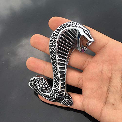 Cobra Snake Emblem Sticker for All Cars, Bikes, Metal (Silver)