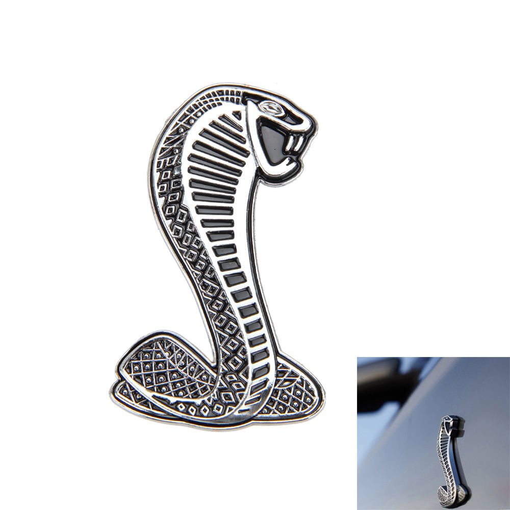 Cobra Snake Emblem Sticker for All Cars, Bikes, Metal (Silver)