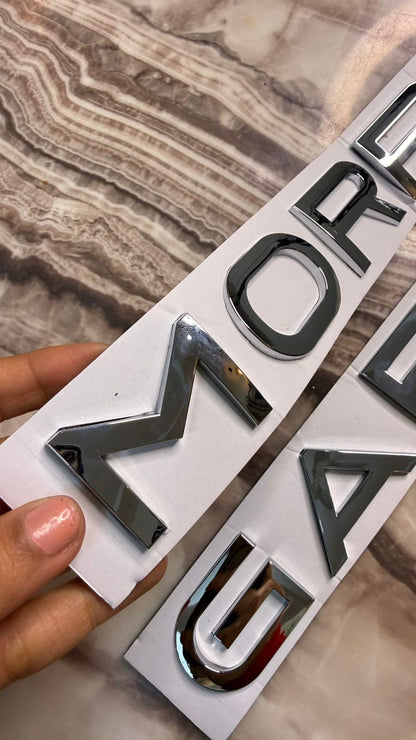 MORRIS  GARAGES 3D Bonnet Letters 3D Alphabets Chrome,morris  Car Accessories, Car Monogram Logo, Sticker (Black)