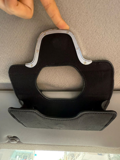 CarOxygen Leather Sun Glass Clip Sun Visor Car Eyeglasses Holder Universal for car and Vehicles