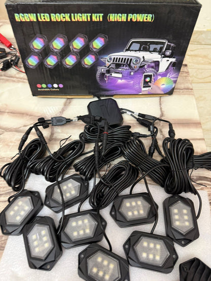 RGBW LED Rock Light Kit (High Power) â€“ 8 Pods Underbody Wheel Well Lights, App & Remote Control, Multicolor Offroad Lighting Kit for Jeep, SUV, Truck, ATV, UTV