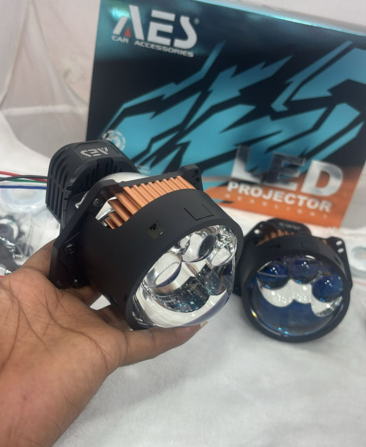 AES LED Projector Headlight Bi LED Lans fog lamp universal fit for car motorcycle - 3inch