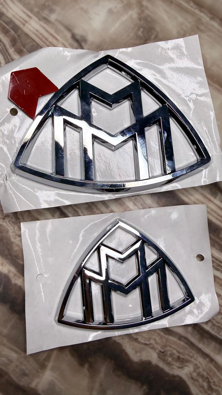 Luxury Maybach Logo Car Emblem Sticker – 3D Chrome Metal Badge Decal for Car Hood, Trunk, Grill & Body Decoration (Small/Large)