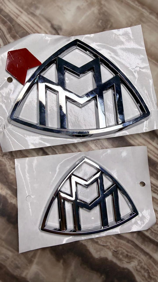 Luxury Maybach Logo Car Emblem Sticker – 3D Chrome Metal Badge Decal for Car Hood, Trunk, Grill & Body Decoration (Small/Large)