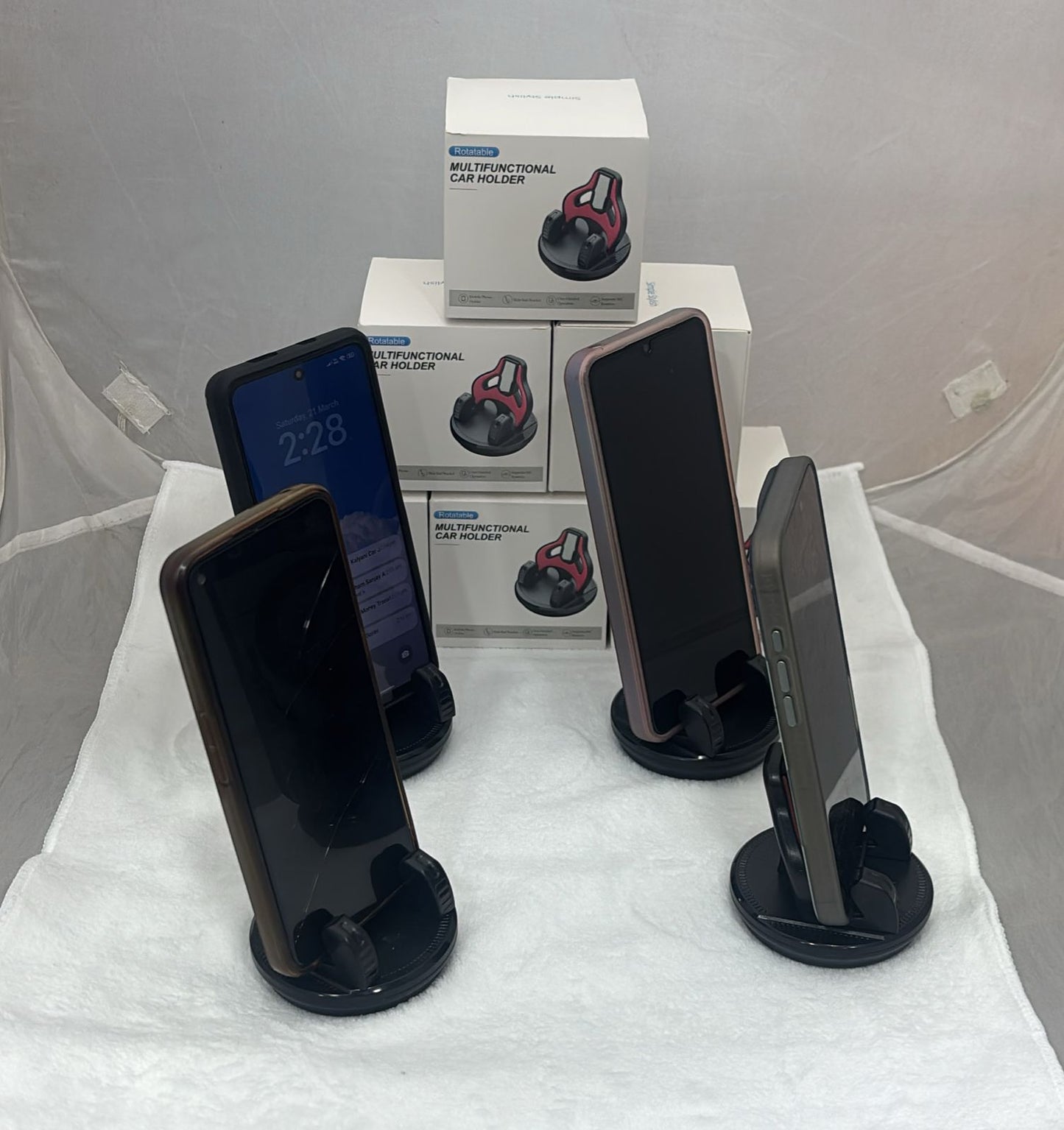 Rotatable Multifunctional Car Mobile Holder | 360° Adjustable Dashboard Phone Stand | Universal Smartphone Mount for Car Size-79x79x72mm