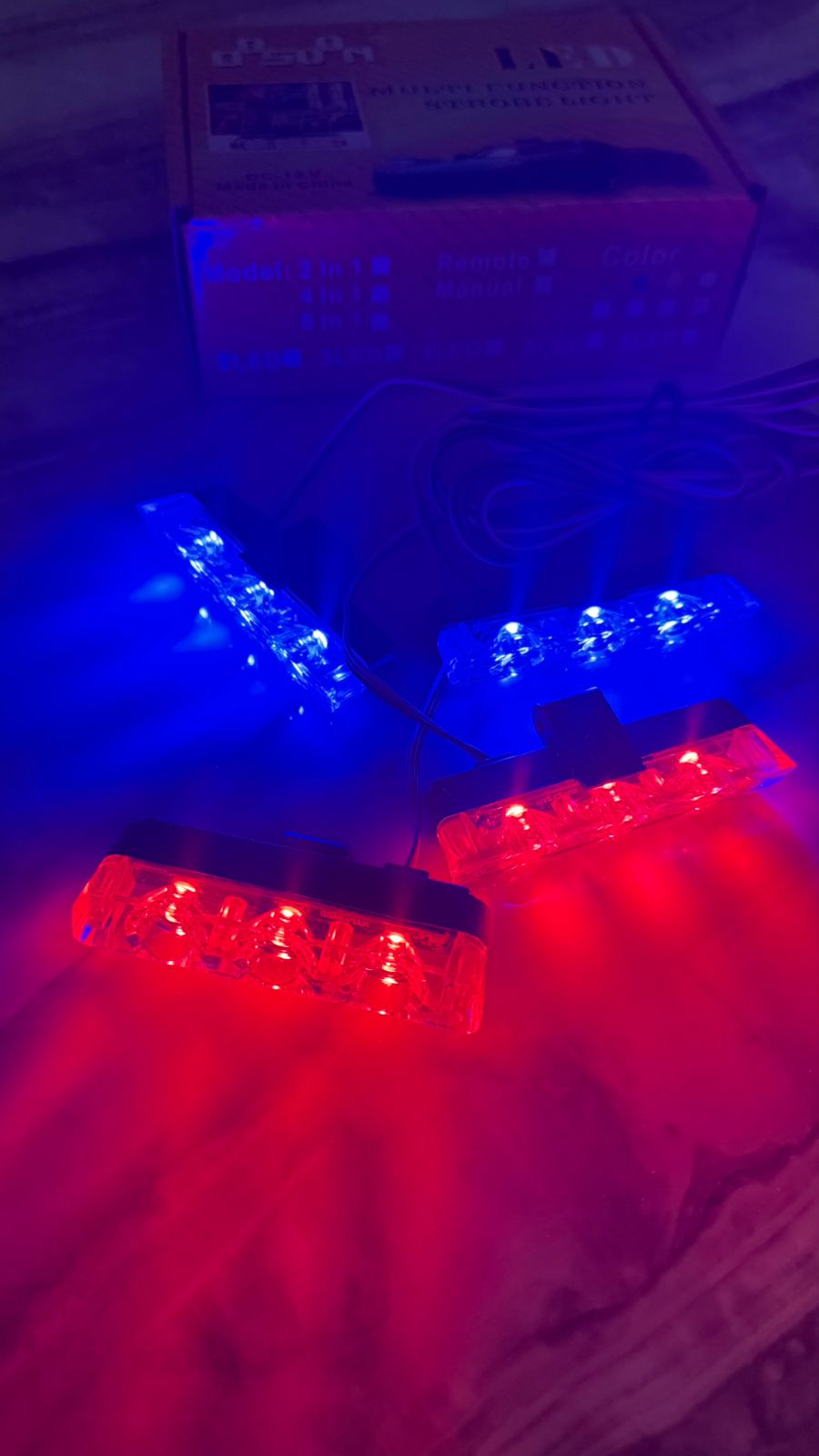 Caroxygen 4X4 Car Grill  , Blue /Red & White LED DRL Police Flasher Warning Light for Cars with Controller & Flashing Mode