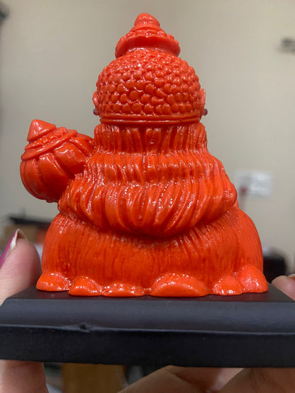 Ride2joy Orange Color Lord Pawan Putra Hanuman Ji Car Dashboard Idol Decorative Showpiece - 10 cm  (Marble, Orange)