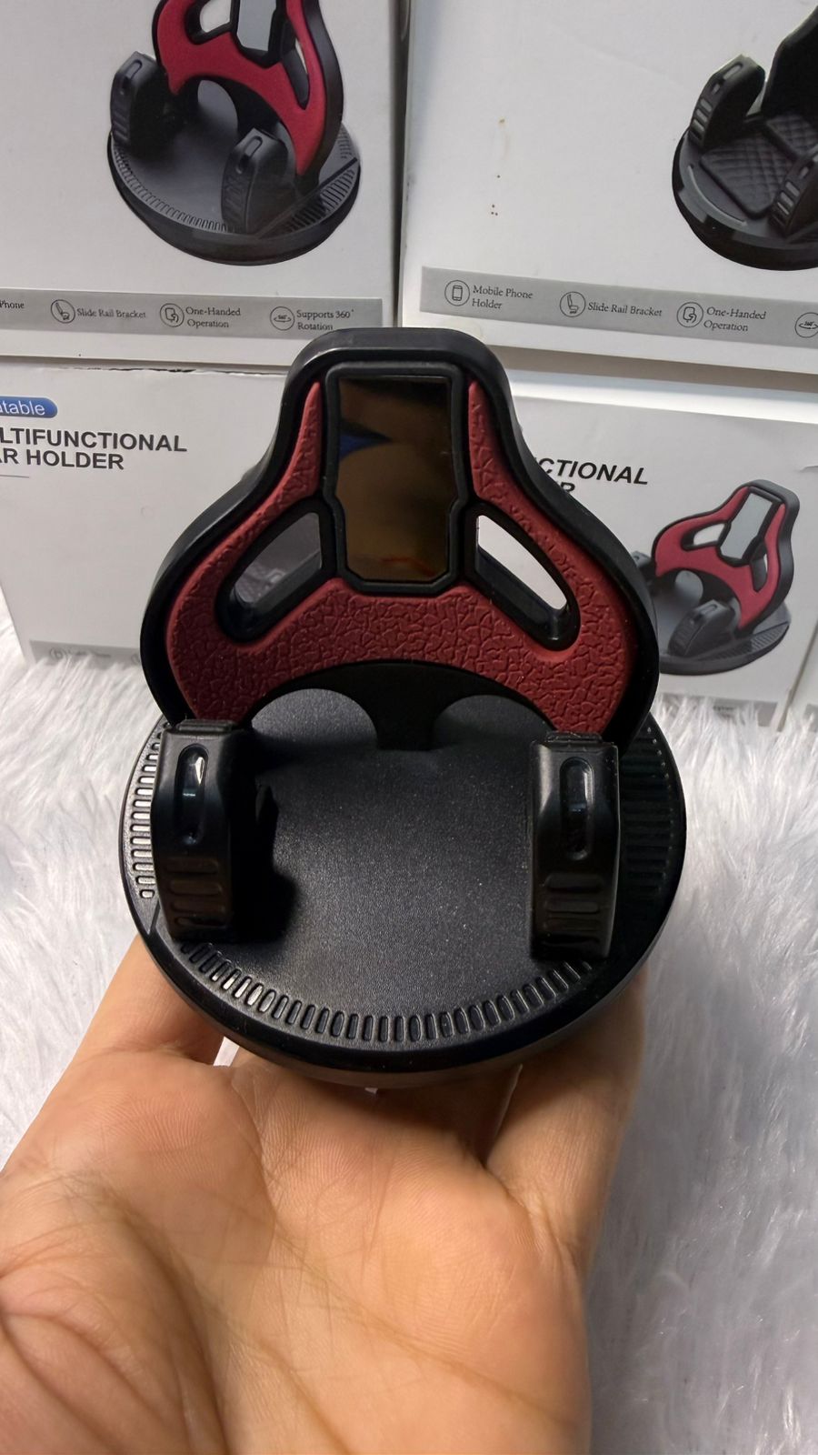 Rotatable Multifunctional Car Mobile Holder | 360° Adjustable Dashboard Phone Stand | Universal Smartphone Mount for Car Size-79x79x72mm